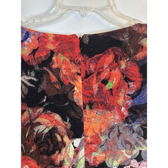 ADRIANNA PAPELL Knot Front Faux Wrap Floral Sheath Dress 12 Long Sleeve Jersey - Picture 9 of 16